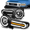 07-14 Toyota FJ Cruiser LED DRL+Sequential Turn Signal Headlights - Black Housing Clear Corner