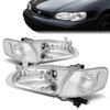 98-00 Toyota Corolla Headlights - Chrome Housing Clear Corner