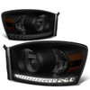06-09 Dodge RAM 1500 2500 3500 LED DRL Headlights - Tinted Housing Amber Corner