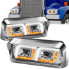 81-19 Western Star 4800 Kenworth W900 LED DRL+Turn Signal Projector Headlights - Chrome