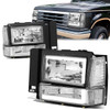 91-94 Ford Explorer LED DRL Headlights+Bumper Lamps - Chrome Housing Clear Corner
