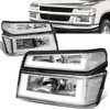 04-12 Chevy Colorado GMC Canyon LED DRL Headlights+Bumper Lamp - Chrome Housing Clear Corner