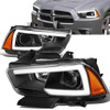 11-14 Dodge Charger LED DRL Projector Headlights - Black Housing Amber Corner