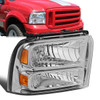 05-07 Ford F250-F550 Super Duty Right/Passenger Side Headlight - Chrome Housing - FO2503217