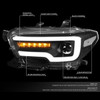 16-20 Toyota Tacoma LED DRL+Sequential Turn Signal Projector Headlight - Black Housing Clean Corner