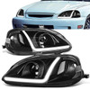 99-00 Honda Civic LED DRL Projector Headlights - Black Housing Clear Corner