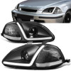 96-98 Honda Civic LED DRL Projector Headlights - Black Housing Clear Corner
