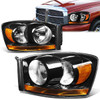 2006 Dodge Ram 1500 2500 3500 Headlights - Black Housing Amber Corner