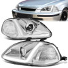 96-98 Honda Civic LED DRL Projector Headlights - Chrome Housing Clear Corner