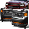 16-19 Chevy Silverado 1500 LED DRL Projector Headlights - Black Housing Amber Corner