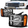 07-14 GMC Sierra 1500 2500 3500 LED DRL Headlights - Black Housing Amber Corner 07-14 GMC Sierra 1500 2500 3500 LED DRL Headlights - Black Housing Amber Corner