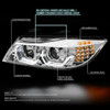 05-08 BMW E90 3-Series 3D LED DRL Sequential Turn Signal Projector Headlights - Chrome Housing