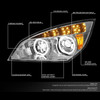 18-21 Freightliner Cascadia LED Halo DRL+Turn Signal Projector Headlights - Chrome Housing