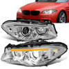11-13 BMW F10 LED DRL U-Halo+Sequential Turn Signal HID Projector Headlights - Chrome Housing
