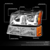 03-06 Chevy Silverado Avalanche LED DRL Headlights+ Bumper Lamps (Chrome Amber)