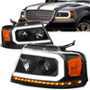 04-08 Ford F-150 Lincoln Mark LT LED DRL Sequential Turn Signal Projector Headlights - Black/ Amber