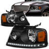 04-08 Ford F-150 Lincoln Mark LT LED DRL Headlights - Black Housing Amber Corner