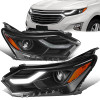 18-21 Chevy Equinox LED DRL Projector Headlights - Black Housing Amber Corner