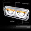 81-19 Freightliner Kenworth Peterbilt Western LED DRL Reflector Headlights w/Turn Signal - Chrome Housing Clear Corner