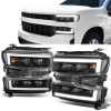 19-21 Chevy Silverado 1500 LED DRL Quad Projector Headlights - Black Housing Clear Corner 19-21 Chevy Silverado 1500 LED DRL Quad Projector Headlights - Black Housing Clear Corner
