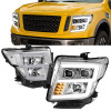 16-22 Nissan Titan XD E-LED DRL Projector Headlights - Chrome Housing Clear Corner