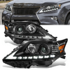 13-15 Lexus RX350 RX450H Projector Headlights w/LED DRL - Black Amber