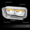 81-21 Peterbilt 359 379 389 LED Halo Ring DRL Turn Signal Headlights - Chrome Housing