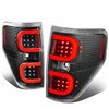 09-14 Ford F150 Dual Red C-Bar LED Rear Brake Tail Lights - Black Housing