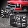For 07-14 Chevy Silverado 1500 2500HD 3500 Headlight Assembly Pair Black/Clear