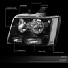 FOR 07-14 CHEVY TAHOE SUBURBAN BLACK HOUSING CLEAR CORNER HEADLIGHT HEAD LAMPS FOR 07-14 CHEVY TAHOE SUBURBAN BLACK HOUSING CLEAR CORNER HEADLIGHT HEAD LAMPS