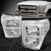 FOR 11-16 FORD F250 F350 SUPER DUTY CHROME HOUSING CLEAR CORNER HEADLIGHT LAMPS FOR 11-16 FORD F250 F350 SUPER DUTY CHROME HOUSING CLEAR CORNER HEADLIGHT LAMPS