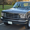 [Switchback L-LED DRL] For 92-96 Ford F150-F350 Bronco Headlights Black/Clear