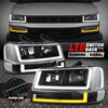 [Switchback U-LED DRL] For 03-24 Express Savana 1500-3500 Headlight Lamps Black
