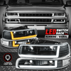 [Switchback Dual L-LED DRL] For 99-06 Silverado Suburban Headlights Black/Clear