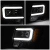 [LED DRL] FOR 09-14 FORD F150 F-150 BLACK AMBER PROJECTOR HEADLIGHT HEAD LAMPS