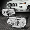 FOR 14-18 JEEP CHEROKEE CHROME HOUSING CLEAR CORNER PROJECTOR HEADLIGHT LAMPS