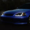 [LED DRL]FOR 99-00 HONDA CIVIC BLACK HOUSING AMBER CORNER PROJECTOR HEADLIGHTS