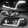 [LED DRL] FOR 2000-2005 CHEVY IMPALA BLACK HOUSING CLEAR CORNER HEADLIGHT/LAMP