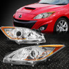 FOR 10-13 MAZDA 3 PAIR CHROME HOUSING AMBER CORNER PROJECTOR HEADLIGHT HEAD LAMP