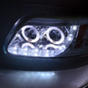 [Halo Rings+LED DRL] For 1997-2003 Ford F150 Chrome Amber Projector Headlights