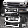 [LED DRL] For 99-02 Silverado 00-06 Tahoe Headlight+Bumper Lamps Black/Clear