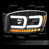 [C-TUBE LED DRL+SEQUENTIAL SIGNAL]FOR 06-09 RAM BLACK/AMBER PROJECTOR HEADLIGHT