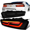 16-18 Chevy Camaro LED Tube+Sequential Turn Signal Rear Brake Tail Lights - Smoked