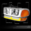 [SWITCHBACK F-LED DRL TURN SIGNAL]FOR 99-07 SIERRA YUKON HEADLIGHTS CHROME/AMBER