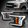 [SQUARE LED DRL]FOR 18-20 FORD F150 BLACK AMBER SEQUENTIAL PROJECTOR HEADLIGHT
