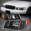 For 98-11 Ford Crown Victoria Black Housing Headlight Amber Corner Signal Lamps