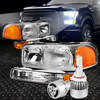 CHROME HOUSING HEADLIGHT+FOG LAMPS+WHITE LED 9006 HID W/FAN FOR 99-06 GMC SIERRA