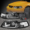 FOR 99-04 FORD MUSTANG LED DRL BLACK HOUSING CLEAR CORNER HEADLIGHTS+TOOL SET
