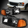FOR 99-07 GMC SIERRA YUKON XL BLACK HOUSING AMBER CORNER HEADLIGHT HEAD LAMPS