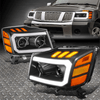 FOR 04-15 NISSAN TITAN ARMADA U-LED DRL SIGNAL PROJECTOR HEADLIGHTS BLACK/AMBER
